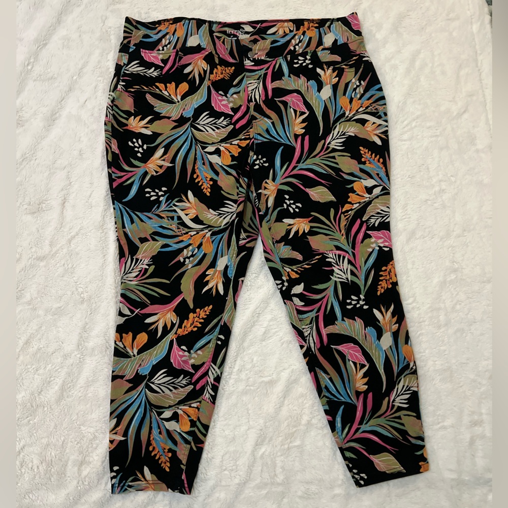 Terra & Sky Floral Tropical Pants Sz 3x